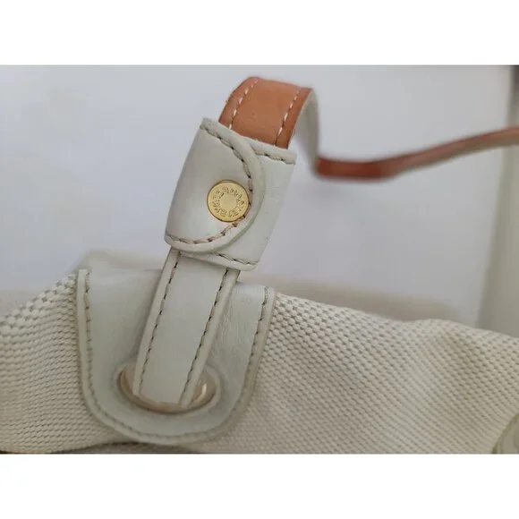 DOONEY & BOURKE Women's Cream Canvas Shopper Tote Bag Leather Handles - Picture 7 of 15